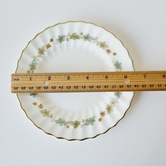 Royal Doulton Piedmont Dinner & Bread Plate Set, Green Gold Leaves Swirl Rim VTG - Picture 13 of 14